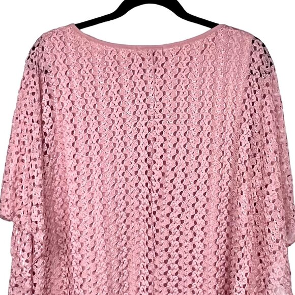 Pretty Pink Top Tank w/ Attached Lace Overlay Size 2X Pearl Feature by Jade Moon - Picture 4 of 12